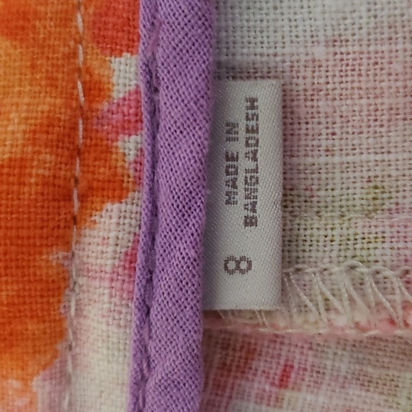 Loft, Ann Taylor. Colorful Pink/Orange Poppies Linen Look Material. Size 8 NWOT - Picture 10 of 16